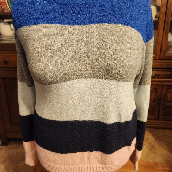 Time and Tru Women's Colorblock Sweater - Blue, Gray, Pink - Picture 1 of 4